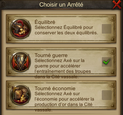 cité vassale - arrêté