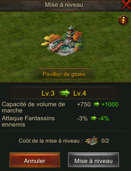 pavillon de grues - mise à niveau